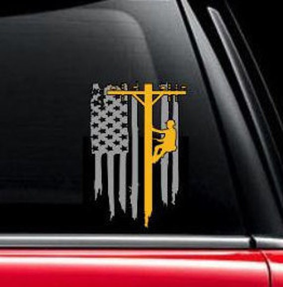 Lineman vinyl sticker decal electric power pole linewife car truck suv window