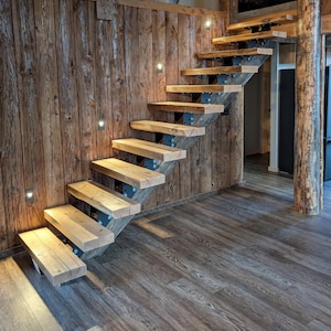 DIY Floating Stair Riser Brackets: Bare Steel, Made in USA