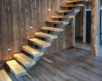 DIY Floating Stair Riser Brackets: Bare Steel, Made in USA