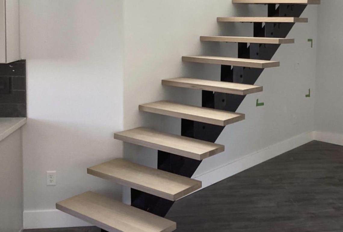 Stringer Riser Brackets DIY Mono Stringer Staircase Brackets: Floating Stair Riser, USA Made - Etsy