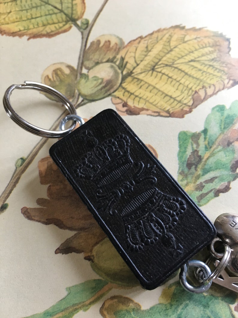 Vintage Domino Key Ring With Heart and Gold 50 Charm - Etsy