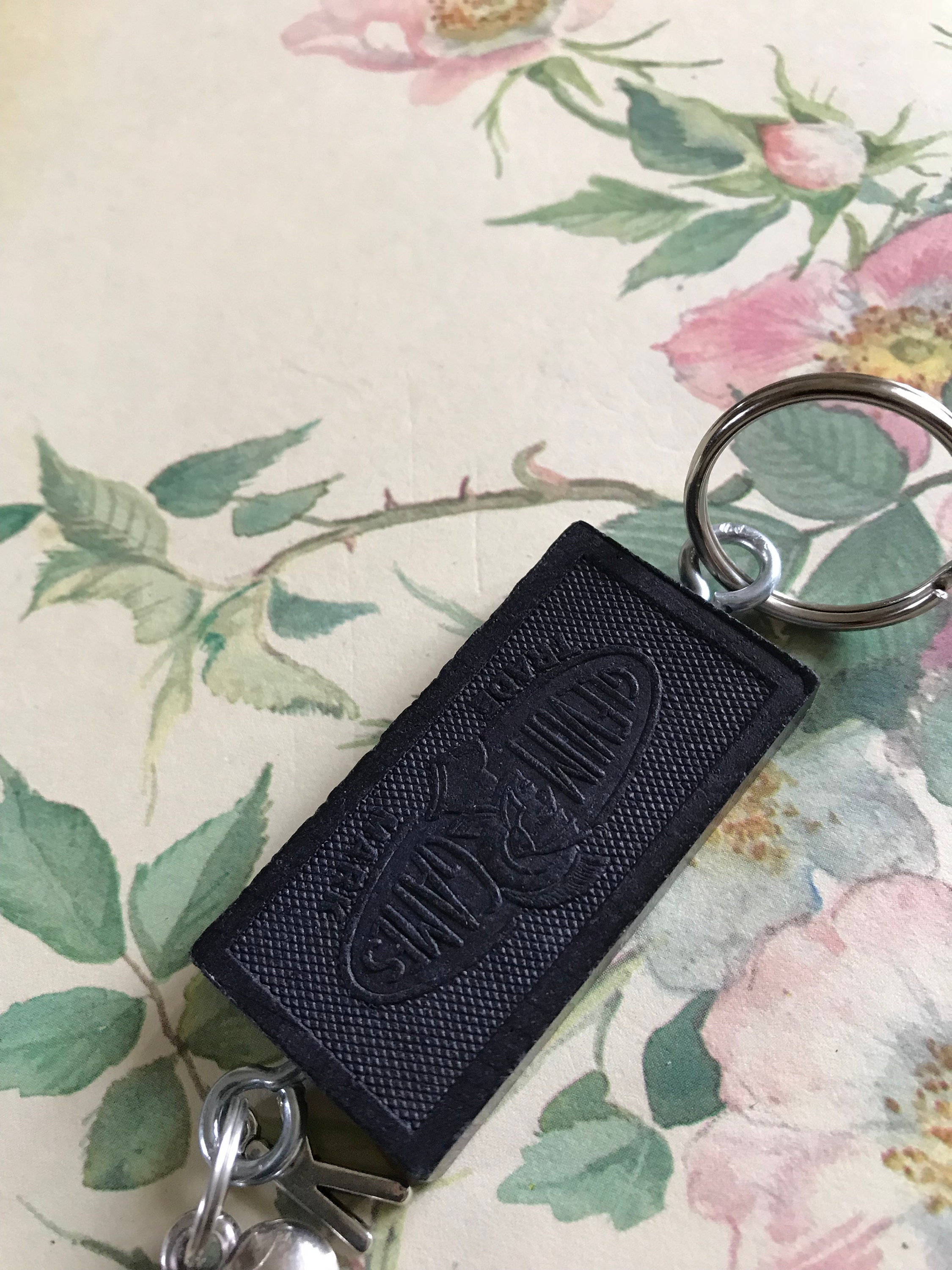 Vintage Domino Key Ring With K and Heart Charms - Etsy