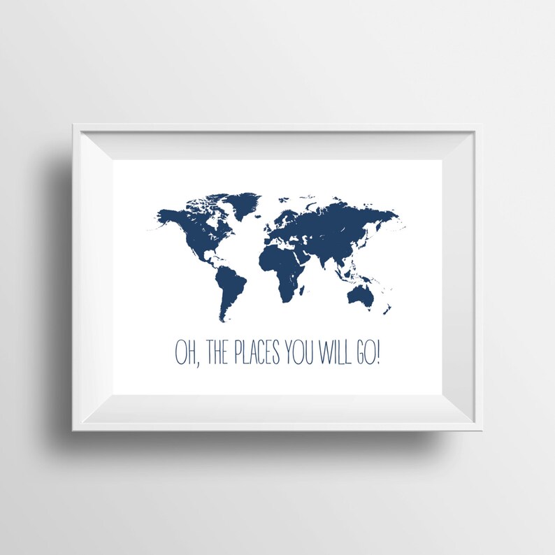 Navy Nursery Decor, Printable Art, Wall Art Prints, Navy Print, World