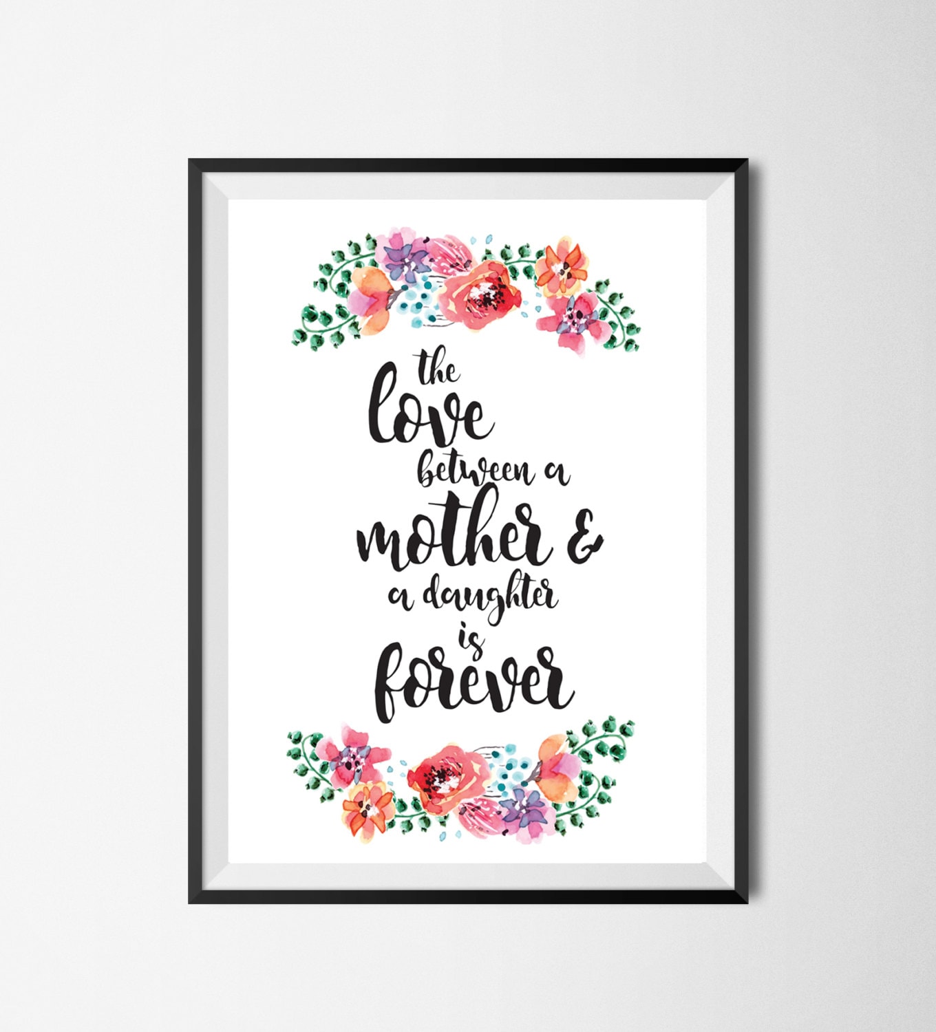 Mom from Daughter Quote for Mom Gifts for Mom Mothers Day Gift Framed  Quotes Quotes in Frames Watercolor Watercolor Print Floral Print Wall, image size:1360x1500