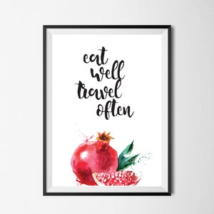 Eat Well Travel Often Printable art Black and White Typography Travel Saying Travel Quote wall art Office Decor Home Decor Calligraphy print
