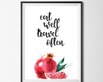 Eat Well Travel Often Printable art Black and White Typography Travel Saying Travel Quote wall art Office Decor Home Decor Calligraphy print