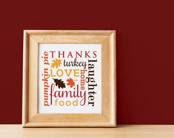 Thanksgiving Subway Art SVG File Template