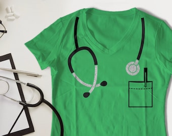 Stethoscope Shirt SVG File Cutting Template