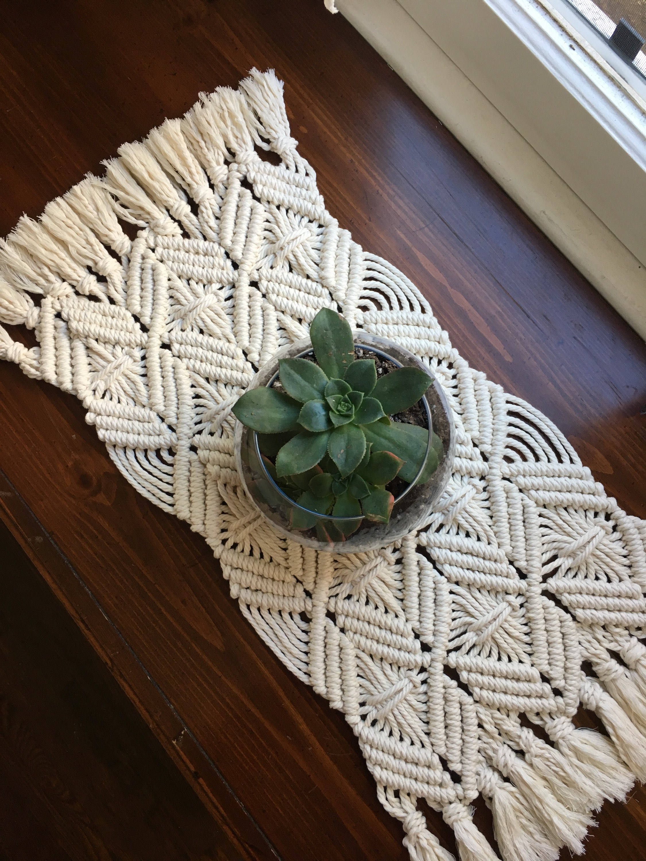 Macrame Table Runner Dining Room Macrame Table Runner Modern Etsy