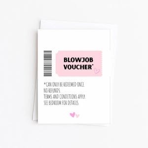 Blowjob Voucher- Husband Boyfriend Birthday Card, Dirty Naughty Anniversary Card for Him, Valentine&#39;s Card, Inappropriate, Sexy, Funny