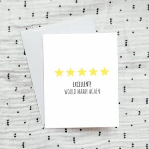 Uitstekende 5 sterren zou opnieuw trouwen, jubileumkaart, jubileumkaart voor haar/hem, liefdeskaart, grappige jubileumkaart, gelukkige verjaardag