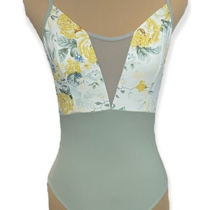 Sage Adult Floral Design Leotard #222-772