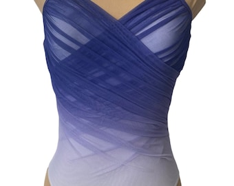Purple Ombre Mesh over white Leo #787-629