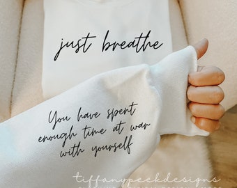 Just Breathe Sleeve Design PNG, Instant Download, Digital Download