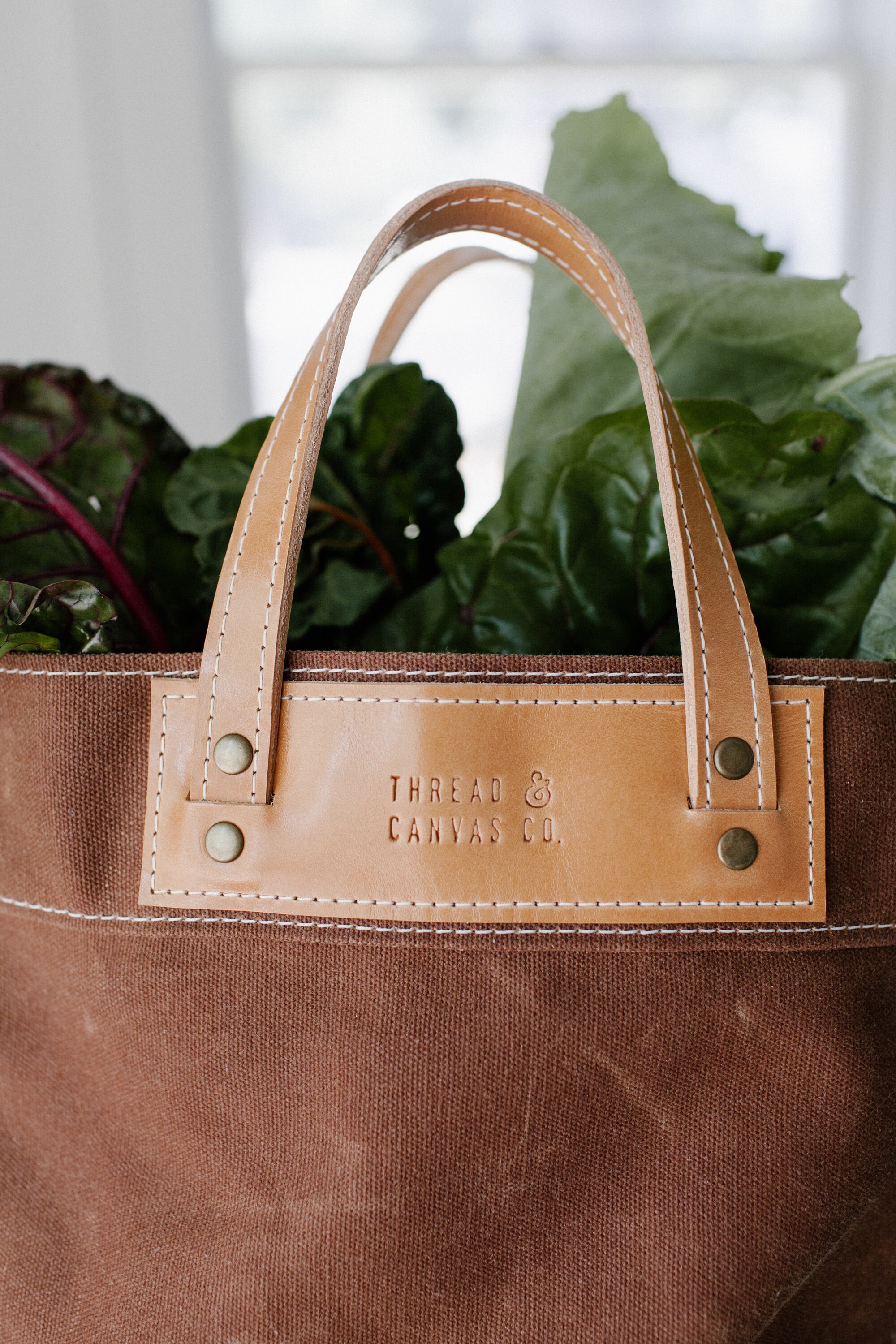 Brown Waxed Canvas Market Bag Brown Waxed Canvas Tote Bag Etsy