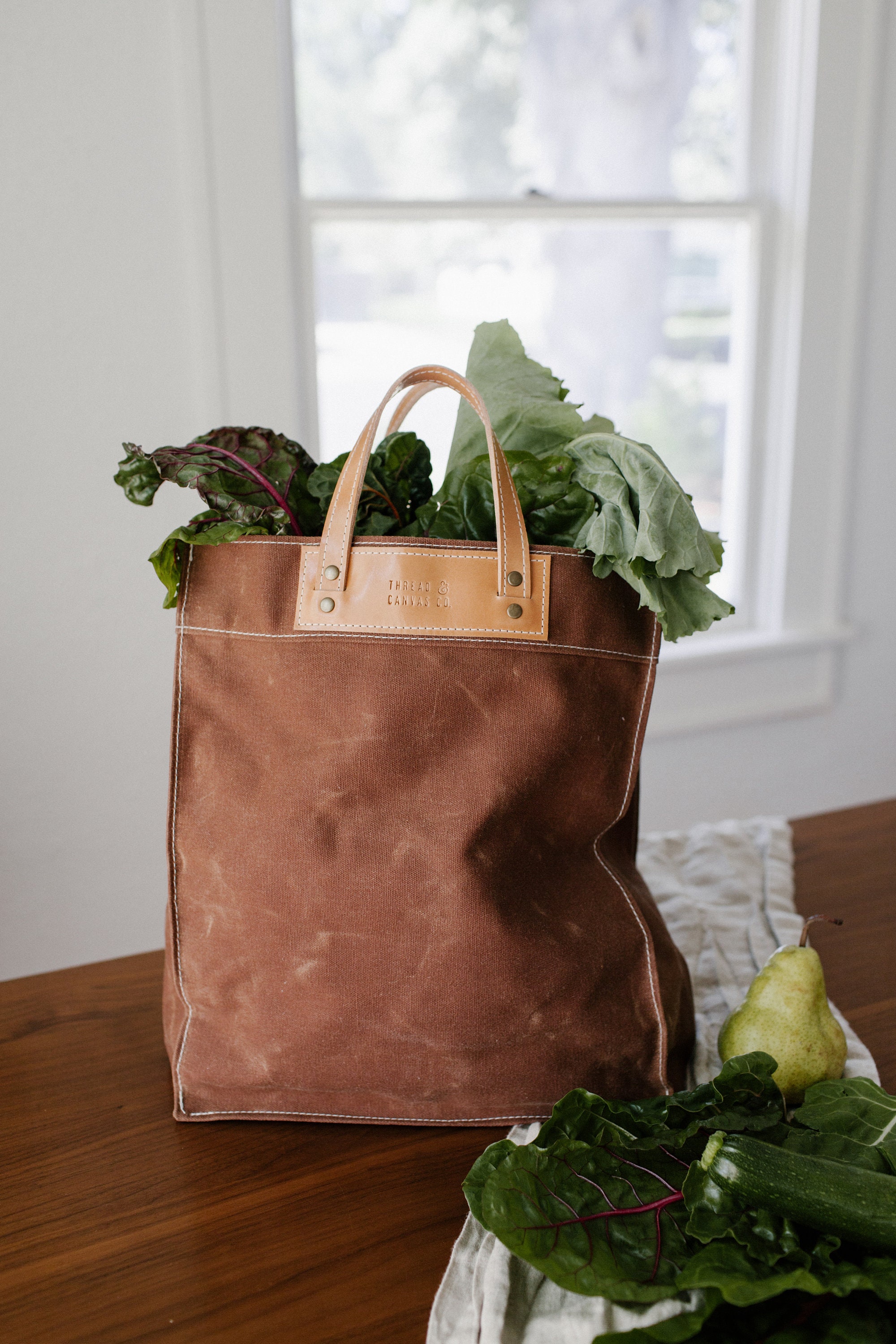 Brown Waxed Canvas Market Bag Brown Waxed Canvas Tote Bag Etsy