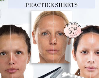Schede di esercizi per la mappatura delle sopracciglia, modello PMU stampabile, scheda di pratica per la mappatura delle sopracciglia, modello stampabile per il microblading, formazione per il microblading,
