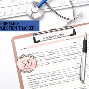 Injection Tracker, Vitamin Injection Treatment Tracker, Injection Treatment Log, Client Treatment Record, IM Injection Tracker, Clinic Forms