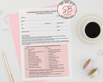 Microneedling Forms, MicroNeedling Technician, Micro Needling Consent Forms, Skin Needling Client Forms, Client Information Form Consent