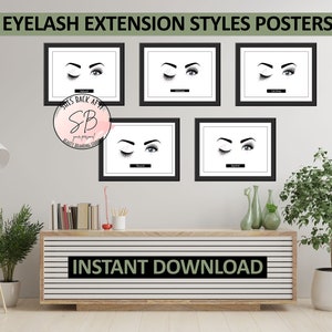 Lash Decor, Eyelash Extension Guide Poster, Lash Extension Poster, Lash Printable, Lash Styles, Lash Curls, Lash Sets Printable, Salon Decor