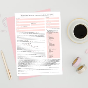 Formulaires pour poseur de ongles, Formulaires client pour manucure, Agenda pour poseur de ongles, Formulaire de consentement du client, Formulaire d'informations client, Formulaire d'admission du client