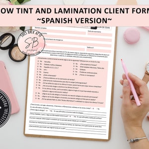 Brow Tint and Lamination Forms, Client Consent Form, Client Information Form, Client Intake Form, Client Application, Brow Tint &Lamination