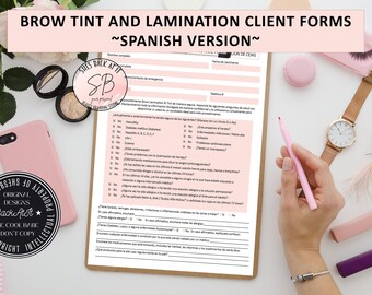 Brauenfärbung und Laminierung, Einverständniserklärung, Kundeninformationsformular, Kundenaufnahmeformular, Kundenanwendung, Brauenfärbung und -laminierung