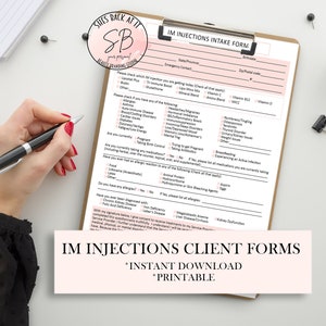 IM Injection Consent Form,  IM Injection Client Forms, IM Therapy Informed Consent, Intramuscular Injections, Injections Consent Form