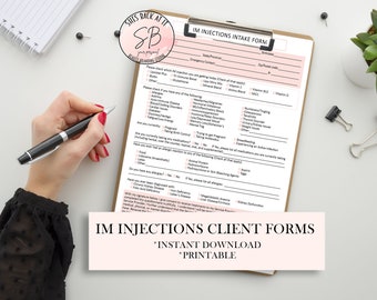 IM Injection Consent Form,  IM Injection Client Forms, IM Therapy Informed Consent, Intramuscular Injections, Injections Consent Form