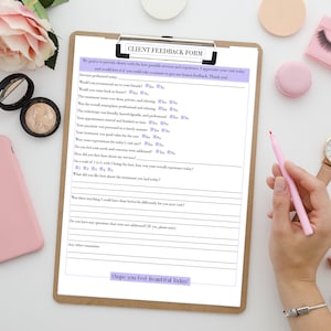 Salon Client Feedback Form, Client Feedback Form, Client Review Form, Client Lash Form, Client Feedback, Esthetician Forms, Spa Feedback