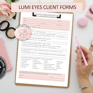 Lumi Eye Consent Form, Lumi Eye by Dermaren Consent Form, Esthetician Form, Beauty Form, Treatment Record, Technician Form, Printable Form