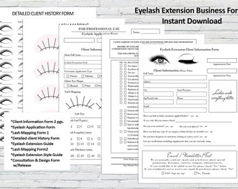 Eyelash Extension Forms, Client Information Form, Client Intake Form, Client Application Form, Lash Extension Business Forms, Lash Extension