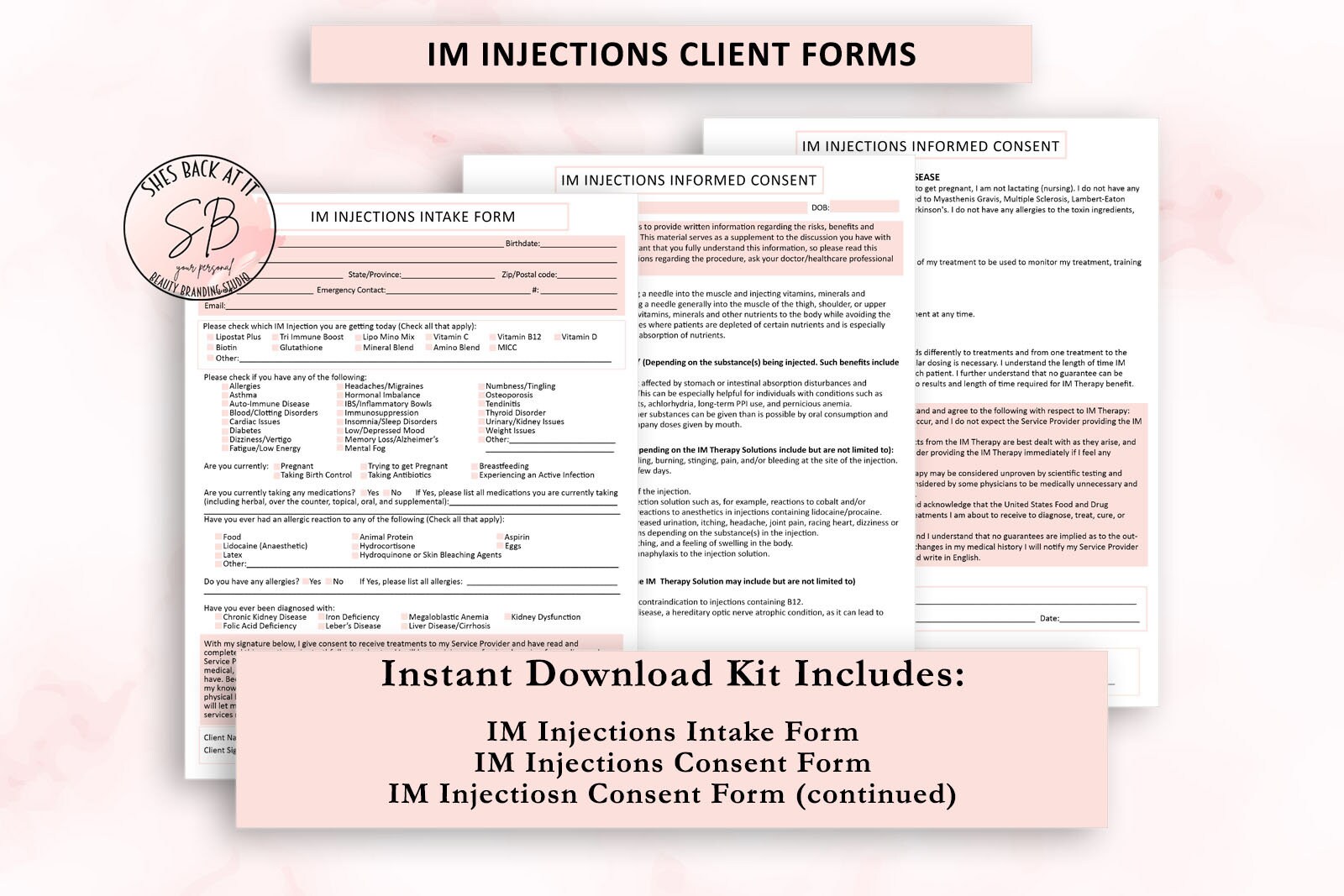 IM Injection Consent Form, IM Injection Client Forms, IM Therapy ...