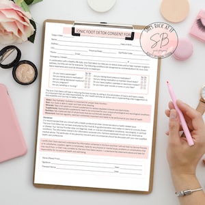 Foot Detox Consent Form, Ionic Foot Detox Consent,  Ionic Detox Consent Form, Foot Detox Consent, Client Release Form, Spa Consent Forms
