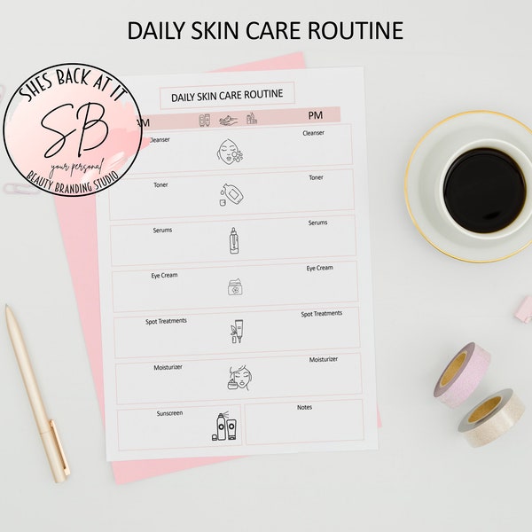 Daily Skin Care Routine Printable, Face Care Instructions, Skin Care Template, Skin Care Routine, Skin Care Products List, Daily Face Care