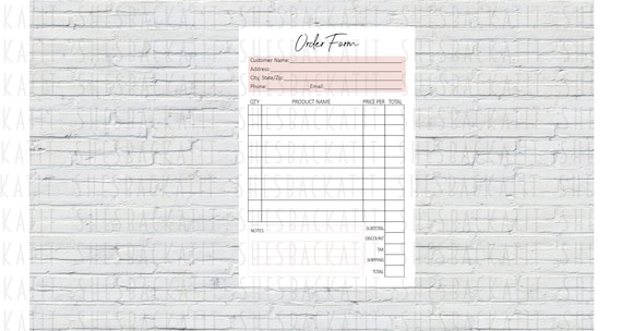 Printable Order Form, Printable Invoice, Salon Invoice, Sales Receipt, Makeup Invoice, Instant Download, Custom Order Form, Spa Invoice,