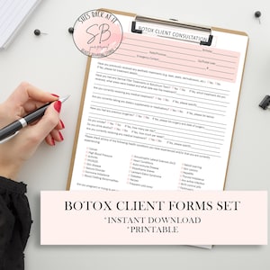 Botox Client Forms Bundle, Botox Consent Form, Botox Pre Treatment Form Botox Aftercare, Botox Intake Form, Botox Treatment Record Chart