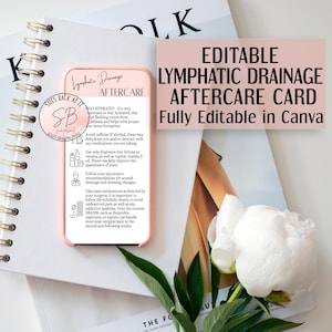 Lymphatic Drainage Aftercare Card, Editable Lymphatic Drainage Massage Aftercare, Drainage Massage After Care Card, Lymphatic Drainage Care