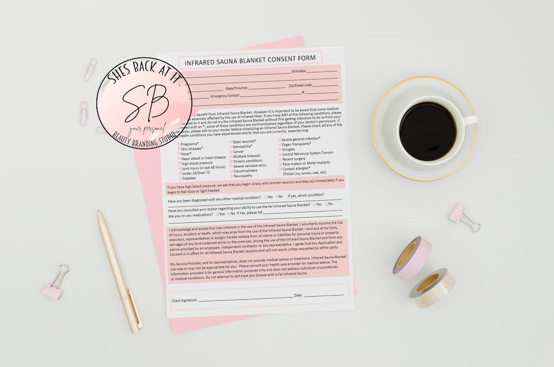 Infrared Sauna Blanket Consent, Sauna Blanket Consent Form, Liability