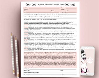 Eyelash Extension Client Consent Form, Eyelash Extension Form, Client Release Form, Client Lash Form, Client Waiver Form, Lash Extensions