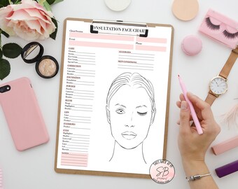 Makeup Artist Face Chart, Makeup Artist Form, Freelance Makeup Form, Makeup Consultation Face Chart, Makeup Consent Form, Makeup, Consult