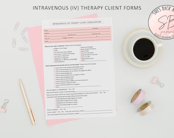 Intravenous Therapy Client Forms, IV drip Intake Form, IV Therapy Consent Form, Intravenous Therapy Aftercare, IV Therapy Client Forms