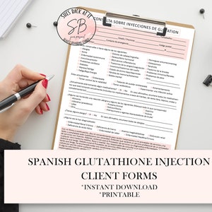 Spanish Glutathione Injection Consent Form, Spanish Glutathione Shot Informed Consent, Spanish Glutathione Consent, Spanish Injection Form