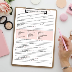 Client Medical History Form, Client Intake Form, Medical History Form, Spa Client Intake Form, Health History Form
