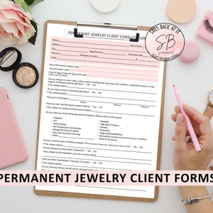 Formulaire de consentement pour les bijoux permanents, Modèle modifiable de renonciation aux bijoux permanents, Accueil des clients, Service après-vente, Carte d'entretien des bijoux, Directives de garantie