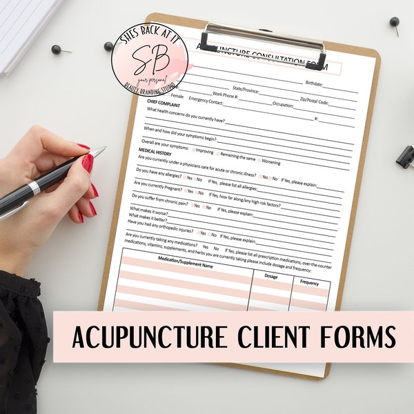 Acupuncture Intake Form Template Bundle, Health Consultation and Consent Form, Client Intake, Right to Refusal, Editable Questionnaire