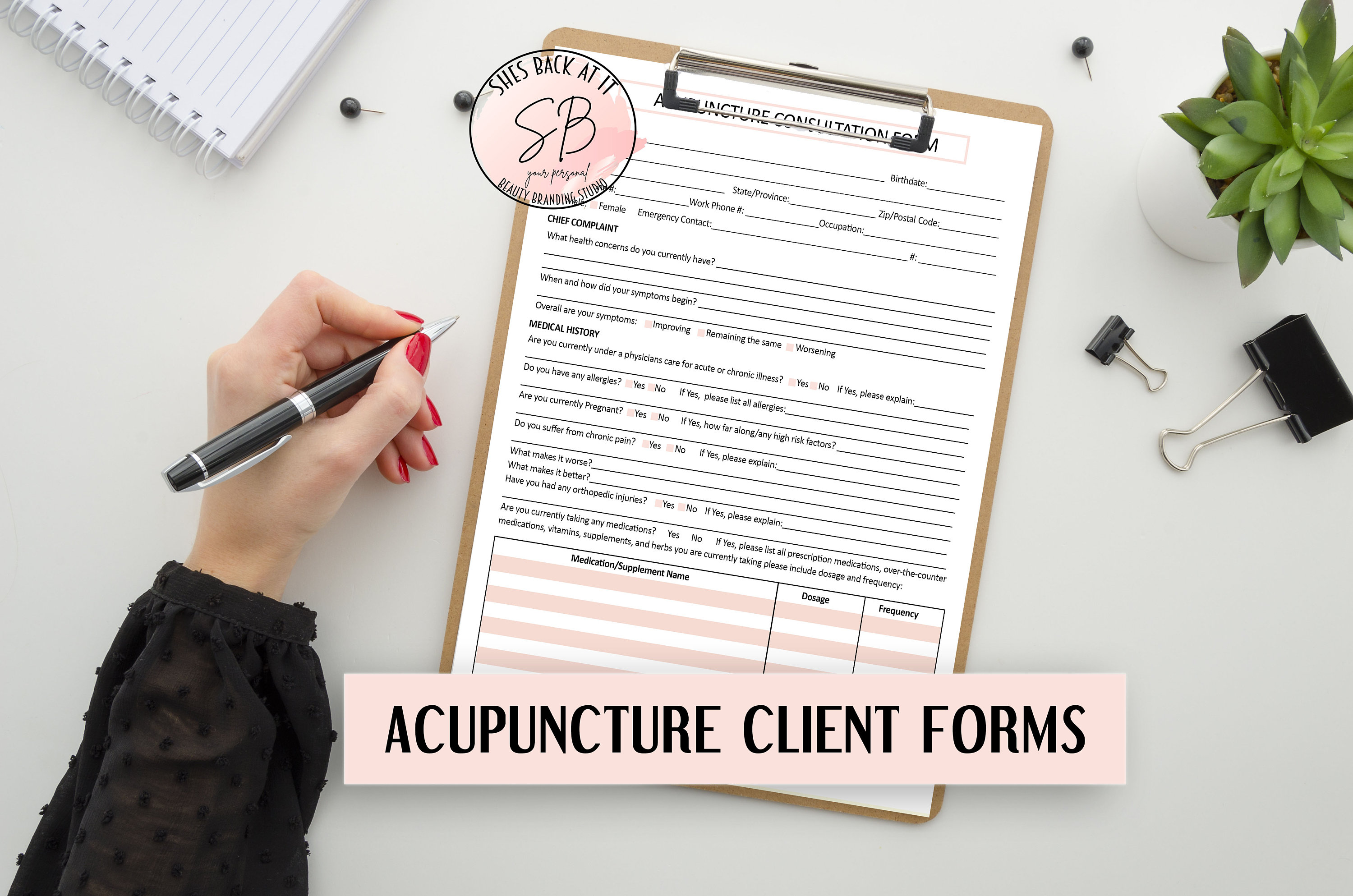 Acupuncture Intake Form Template Bundle, Health Consultation and Consent Form, Client Intake, Right to Refusal, Editable Questionnaire