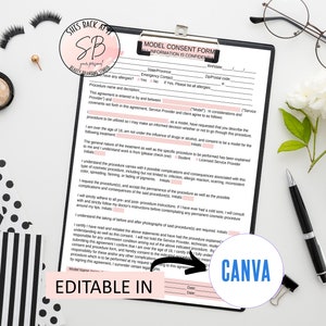 Editable Model Consent Form, Client model Consent Forms, Spa Treatment Model Consent, Model Treatment Form, Model Consent for Treatment Form