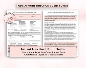 glutathione injection consent form Glutathione Injection Consent Forms, Glutathione Shot Informed Consent, Glutathione Consent Form, Gluta Injection Consent, Esthetician Forms
