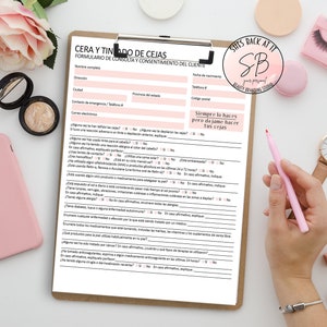 Brow Wax and Tint Forms, Spanish Brow Client Consultation and Consent Form, Spanish Brow Wax & Tint, Esthetician Consent Form, Brows